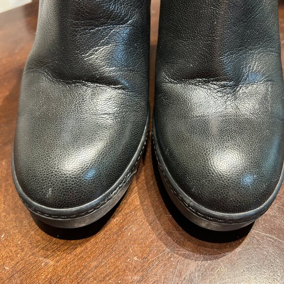 Authentic Womens Hogan Black Leather Platform Block Heel Zip Booties 40 US/10 - Picture 16 of 16